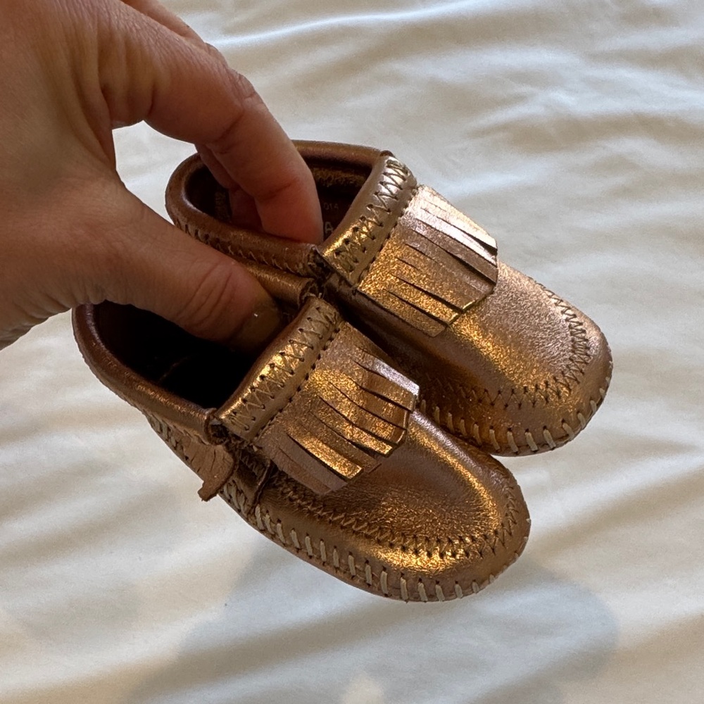 Rose Gold Baby Minnetonkas